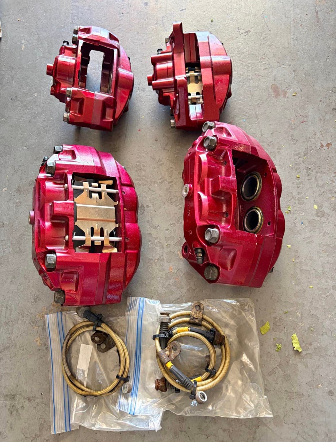 Red Akebono Big Brake Calipers Set of 4 Front & Rear for 2009–2020 Nissan 370Z, 2008–2013 Infiniti G37 & 2014–2024 Infiniti Q50