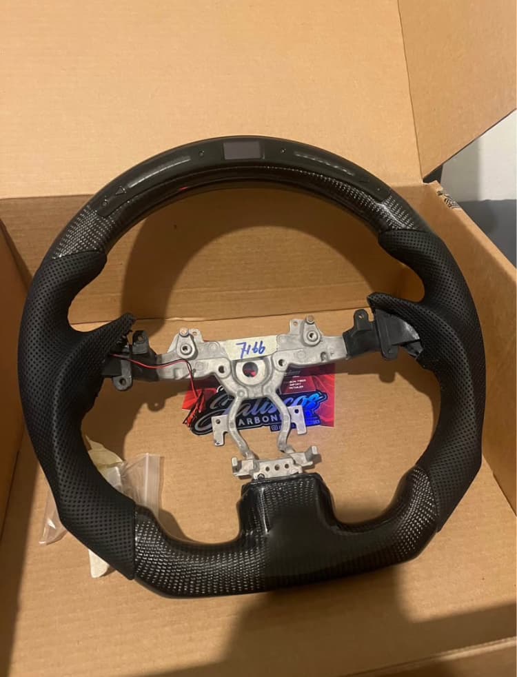 Carbon Fiber Steering Wheel for Infiniti G37 (2008-2013) | V36 Coupe Sedan Convertible | 3K Gloss/Matte Carbon & Leather | D-Shaped Flat Bottom | OEM Core Upgrade Your Drive