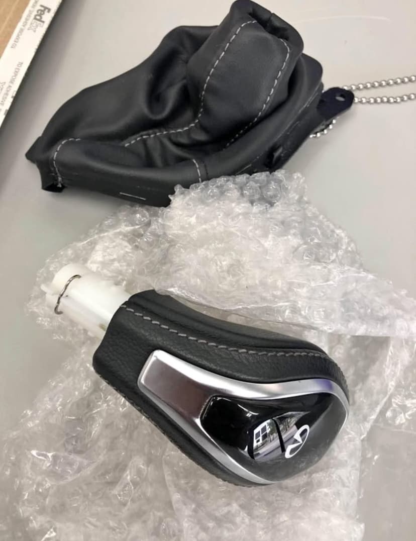 INFINITI Q50 Leather Shift Knob | Fits 2014-2024 Q50 3.0t & 3.7 | 7-Speed Automatic | Genuine Nappa Leather + Chrome Accent | OEM Fit & Function