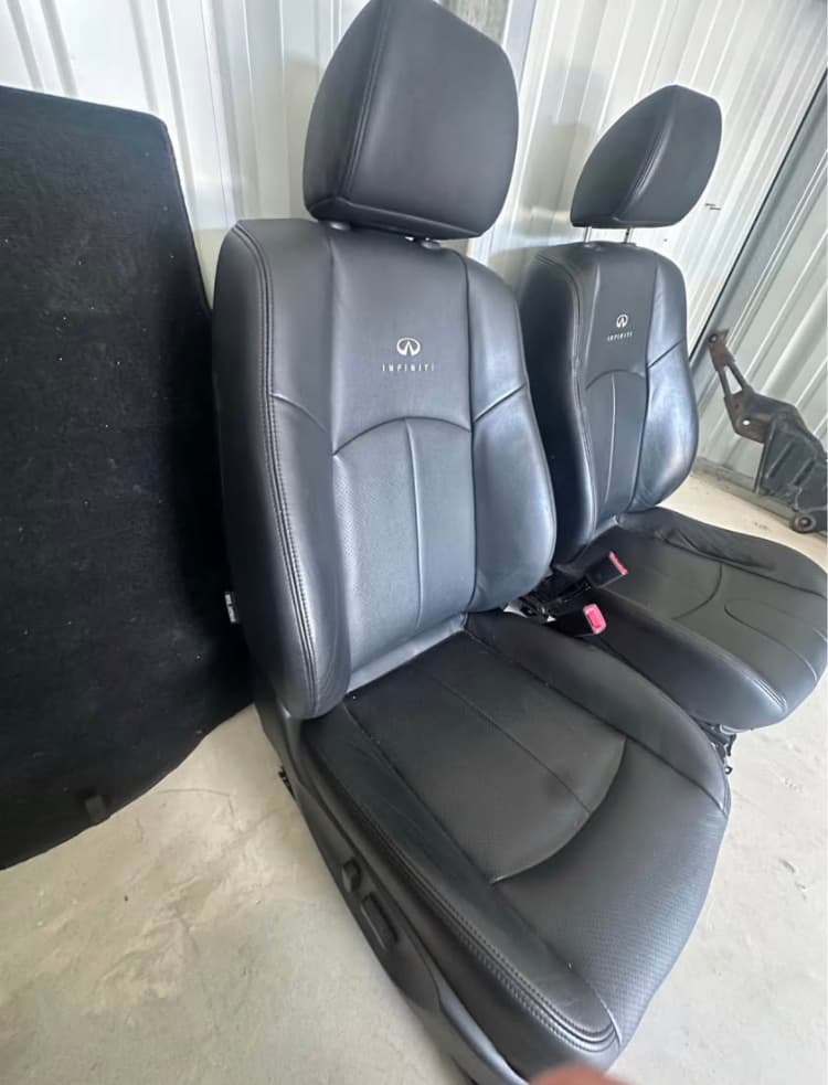 Black Leather Front Seats for Infiniti G37 Sedan (2009-2013) - Excellent Condition | OEM Heated & Power Driver/Passenger Seats | Plug-and-Play V36 Interior Upgrade